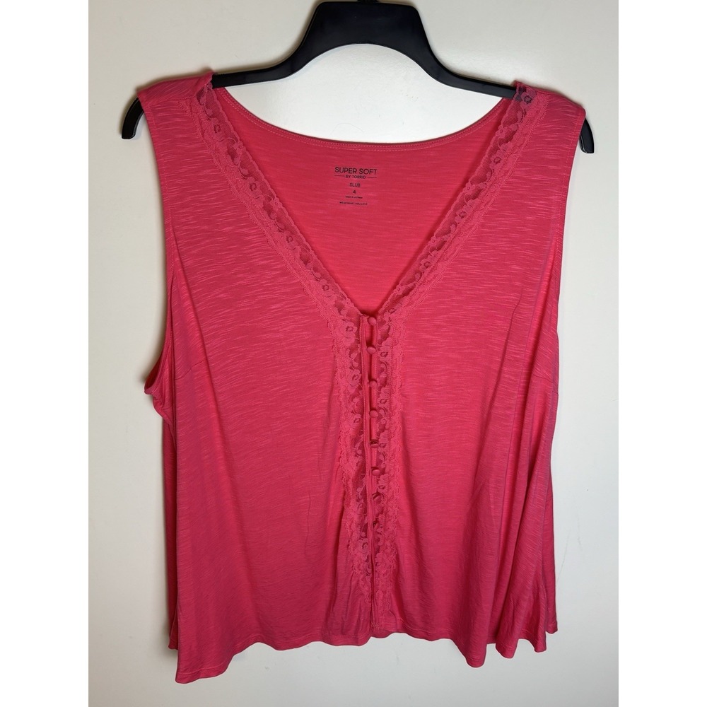 Torrid Super Soft Slub V-Neck Button Front Fit n Flare Top Pink Size 4 (4X) NWT